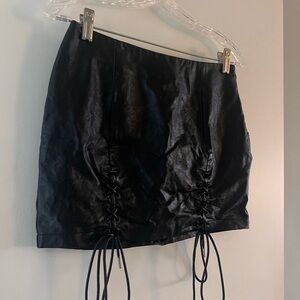 Leather black skirt